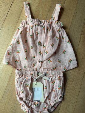 Piupiuchick Kids Floral Peach Set - Sleeveless Top & Bloomers